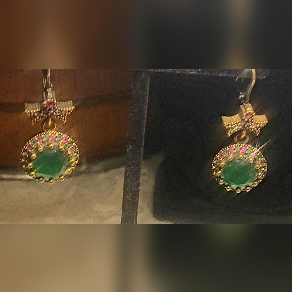 Natural Emerald And Ruby Earrings - image 5